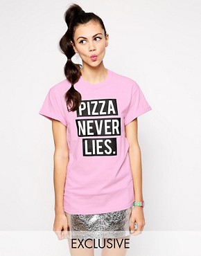 Image 1 of Adolescent Clothing Boyfriend T-Shirt With Pizza Never Lies Print